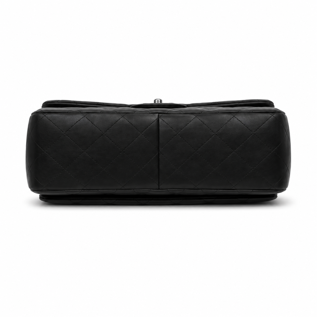 Chanel Classic Jumbo 30 cm en piel de cordero negra – herrajes plateados — 6