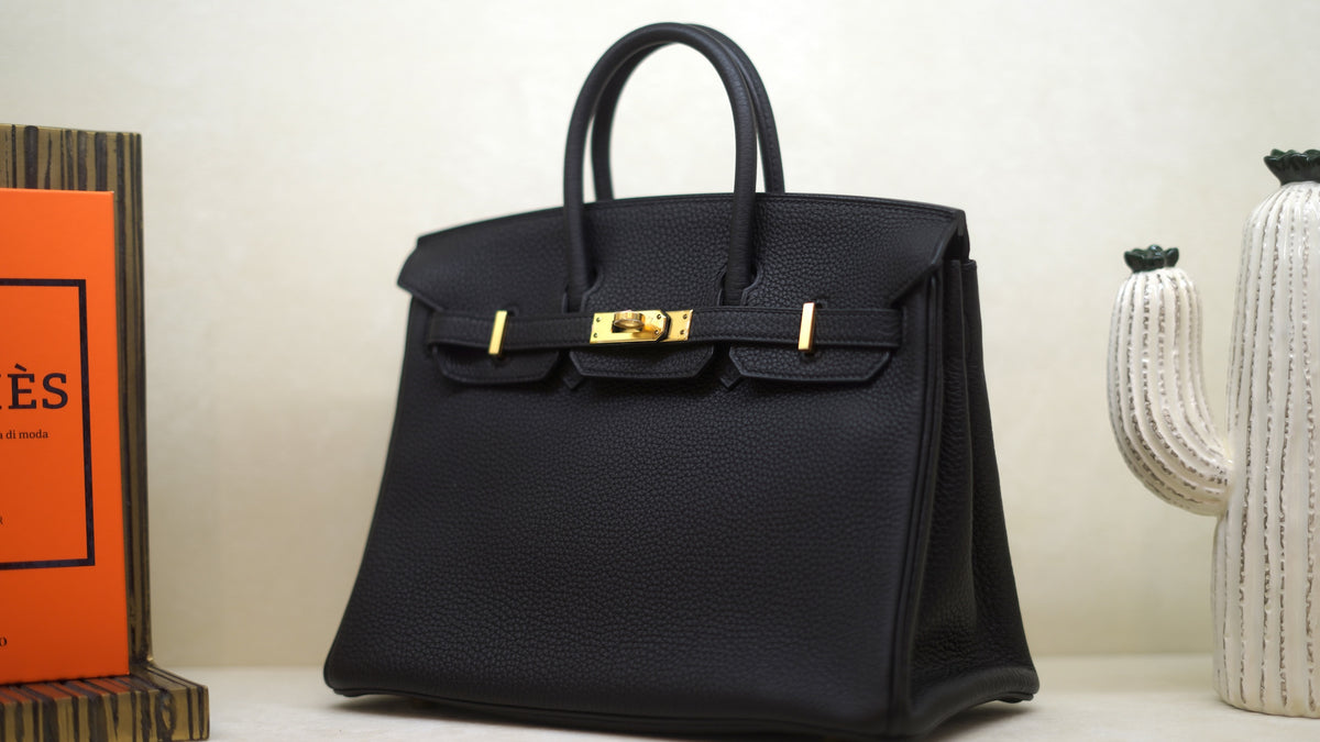 Hermès Birkin 25 Noir Togo, hardware oro — 2
