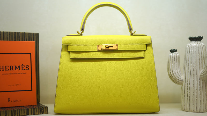 Hermès Kelly 28 Lime Epsom, gold hardware