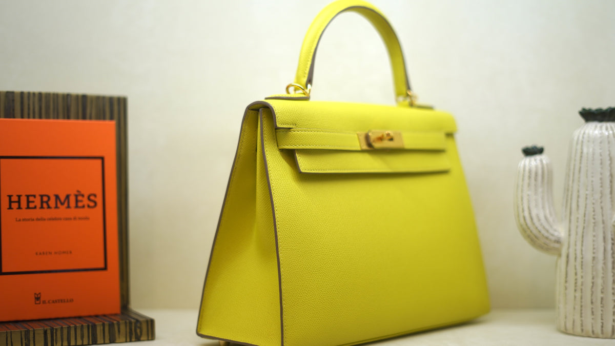 Hermès Kelly 28 Lime Epsom, hardware oro — 2