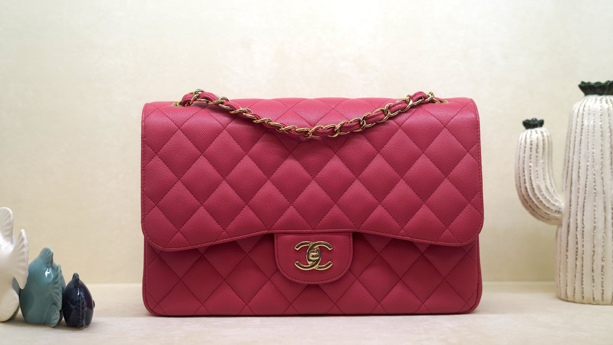 Chanel Classic Jumbo in pink caviar – gold hardware — 1