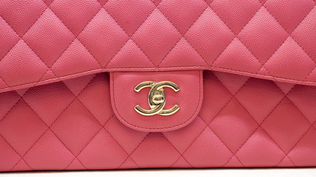 Chanel Classic Jumbo in pink caviar – gold hardware — 6
