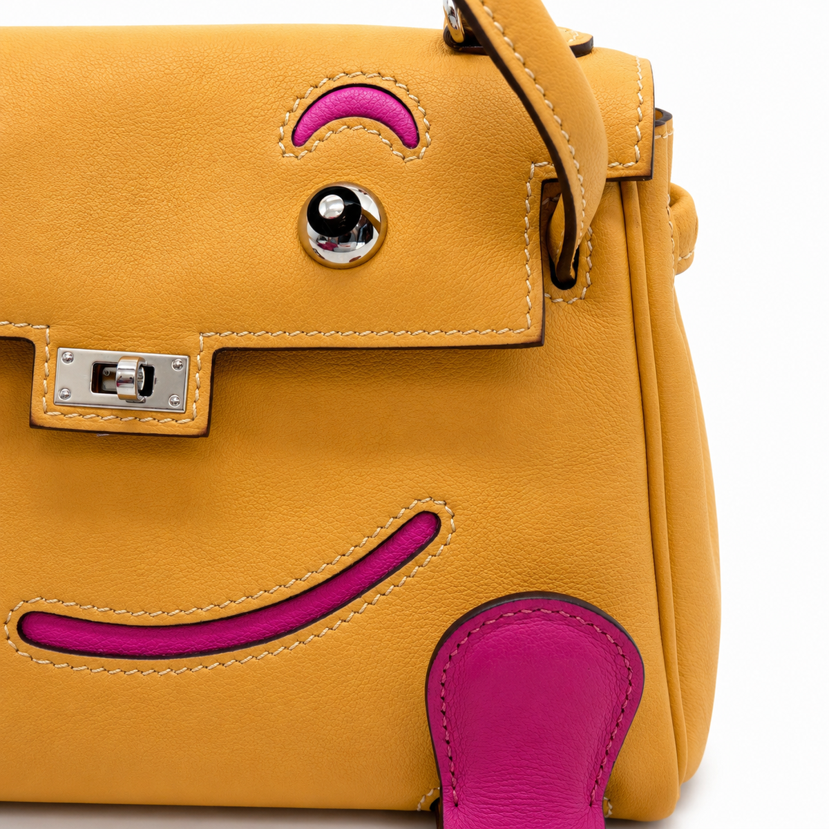 Hermès Quelle Idole Kelly Doll — Swift Yellow and Fuchsia, Palladium — 8