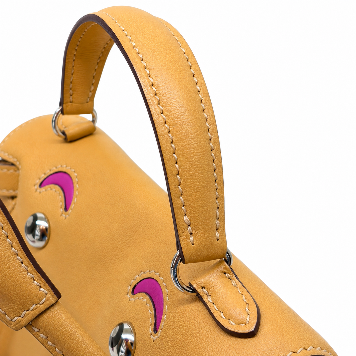 Hermès Quelle Idole Kelly Doll — Swift Yellow and Fuchsia, Palladium — 7